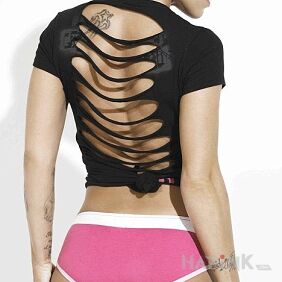 Tattoo Pink with tattoos from behind in just panties on the leg motif: Pink