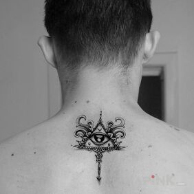 Tattoo Eye of the illuminati on the back motif: religious style: graphic / illustrative