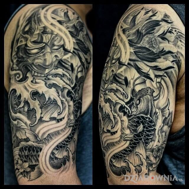 Tatuaż japoński motyw w stylu japońskie / irezumi na ramieniu