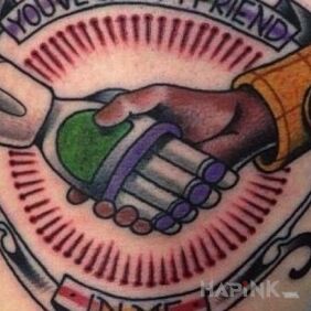 Tattoo Buzz Lightyear and Sheriff Lean. on the forearm motif: characters