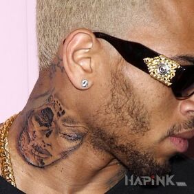 Tattoo Chris Brown 2 on the neck motif: Chris Brown