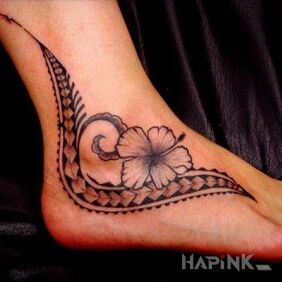 Tattoo Flower on the foot motif: flowers style: Polynesian
