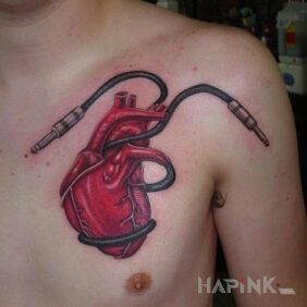 Tattoo Heart on the chest motif: Love
