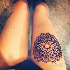Tattoo Mosaic on the leg motif: mandalas