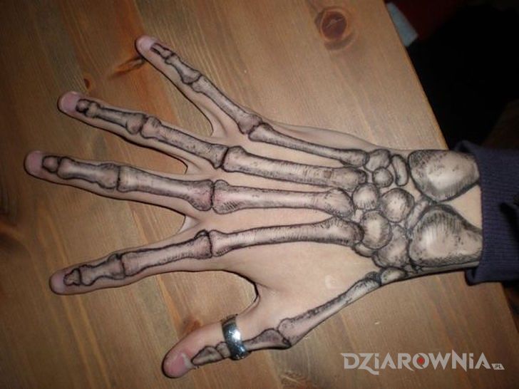 Tatuaż kości dłoni w motywie pozostałe na dłoni