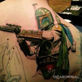 Tatuaż Boba Fett na plecach motyw: postacie