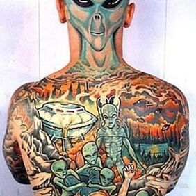 Tattoo Dude from outer space on the back motif: characters