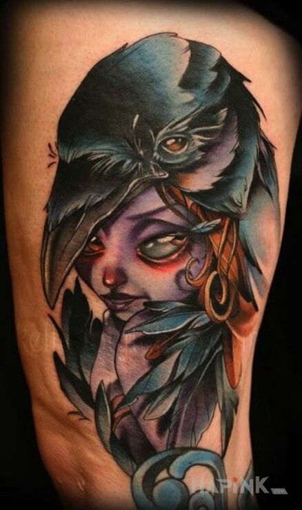Tattoo Krucza dziewczyna in characters motif on the upper arm