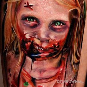 Tatuaż Zombie na przedramieniu motyw: postacie