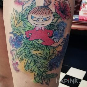 Tattoo MalaMi on the leg motif: characters