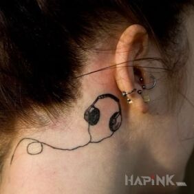 Tattoo Headphones on the neck motif: objects