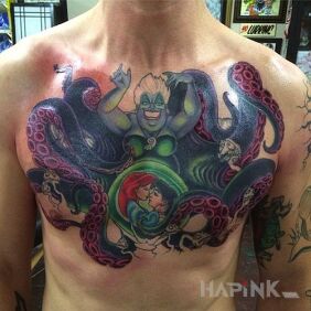 Tattoo Fear of the oceans and seas on the chest motif: characters