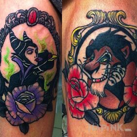 Tattoo The Witch and the Flaw on the leg motif: characters