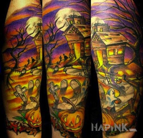 Tattoo Halloween in other motif on the upper arm