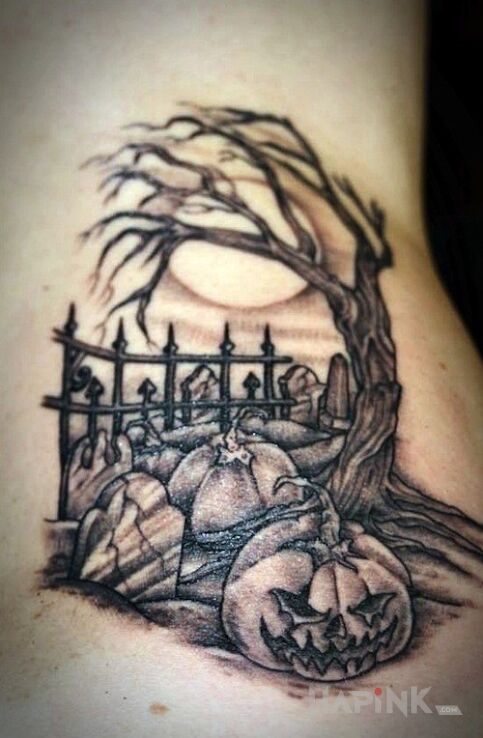 Tattoo Halloweenowe dynie 2 in other motif on the forearm