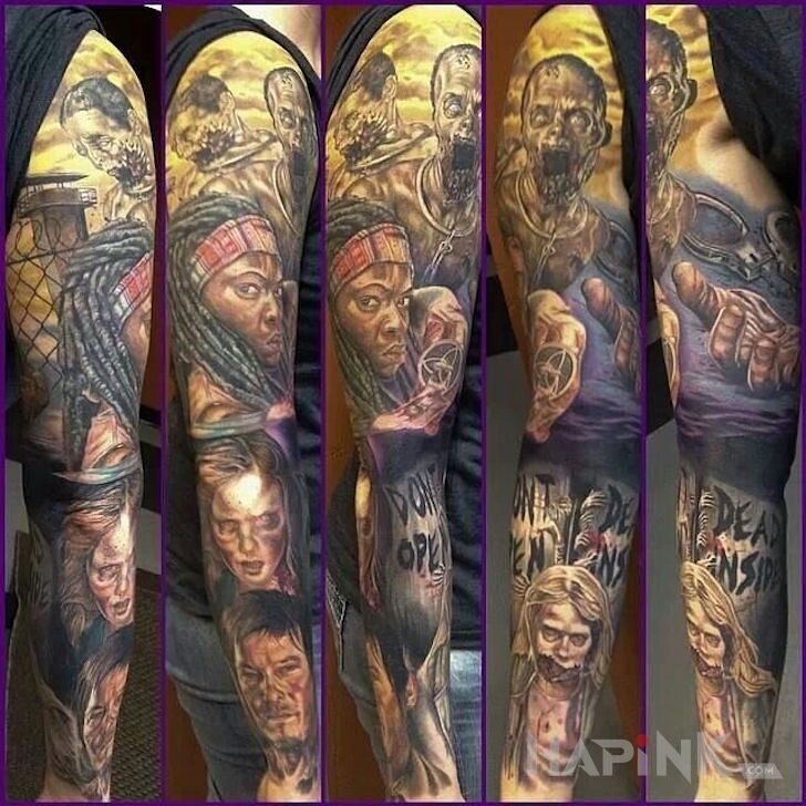 Tattoo Praca w konwencji The Walking Dead in characters motif on the upper arm
