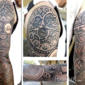 Tattoo Cogs and gears on the upper arm motif: sleeves