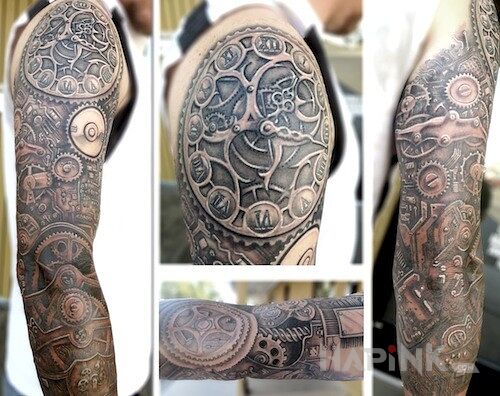 Tattoo Trybiki i zębatki in sleeves motif on the forearm