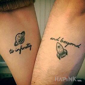 Tattoo To infinity on the forearm motif: lettering