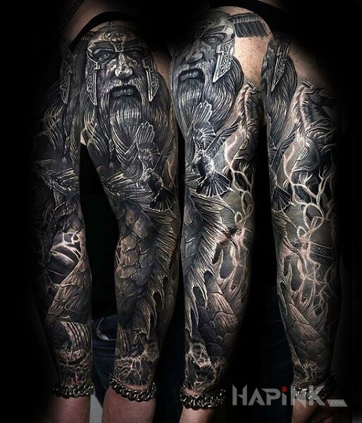 Tattoo Wojownik in 3D motif and realistic style on the upper arm