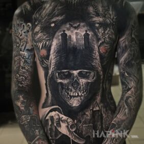Tattoo Mrooook on the stomach motif: sleeves style: realistic