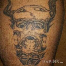 Tattoo Viking skull on the calf motif: skulls