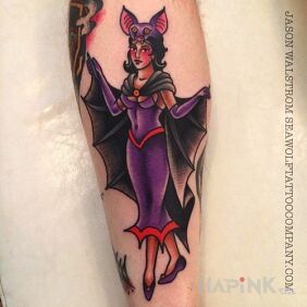 Tattoo Witch on the forearm motif: characters