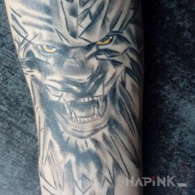 Tattoo Lion on the forearm motif: animals