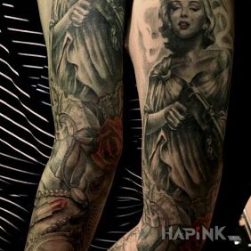 Tattoo Marilyn Monroe on the forearm motif: sleeves