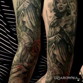 Tatuaż Marilyn Monroe na ramieniu motyw: rękawy
