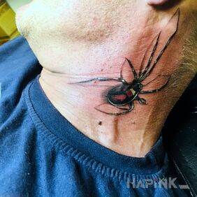 Tattoo Spider on the neck motif: colorful