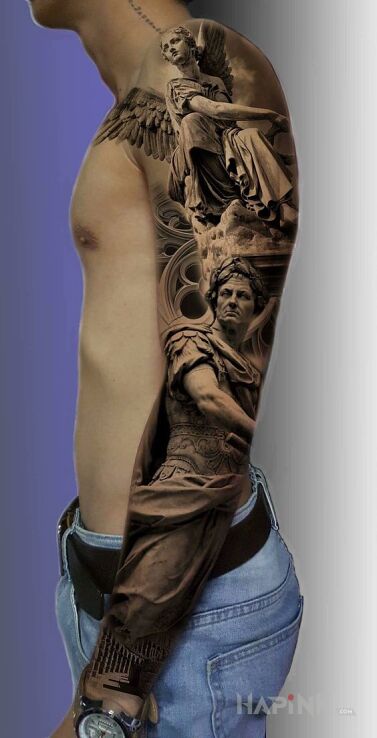 Tattoo Wyniosłe anioły in angels motif and realistic style on the upper arm