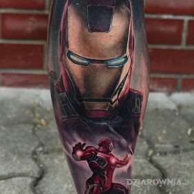Tatuaż Iron man na łydce motyw: postacie