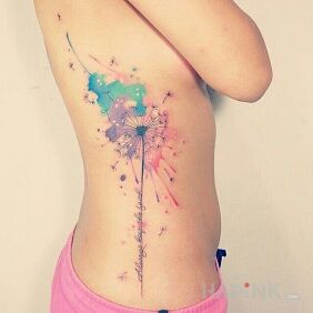 Tattoo Blower on the ribs motif: flowers