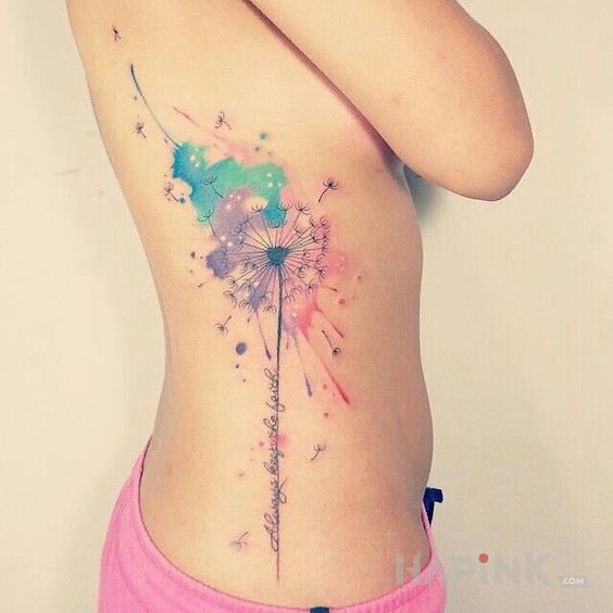 Tattoo Dmuchawiec in colorful motif on the ribs