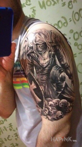 Tattoo Assassin Warrior Angel in angels motif on the upper arm