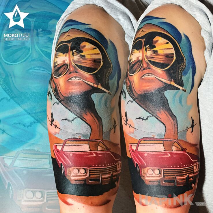 Tattoo Las Vegas Parano in faces motif and realistic style on the upper arm