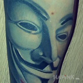 Tattoo V for Vendetta on the forearm motif: characters