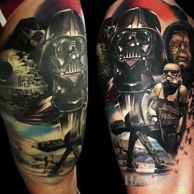 Tattoo Star Wars on the upper arm motif: characters