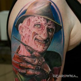 Tatuaż Freddie Kruger 2 na ramieniu motyw: postacie