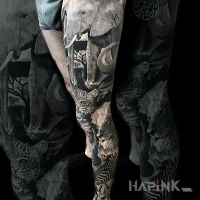 Tattoo Afrika on the calf motif: animals style: realistic