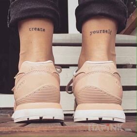 Tattoo Create yourself on the leg motif: lettering