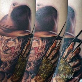 Tattoo Freddie Kruger 5 on the upper arm motif: faces