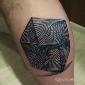 Tatuaż Kostka na łydce motyw: 3D