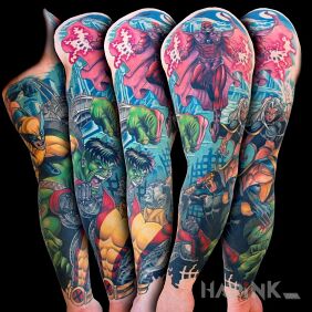 Tattoo X-men on the forearm motif: characters