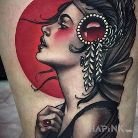 Tattoo Stylish knit on the forearm motif: faces
