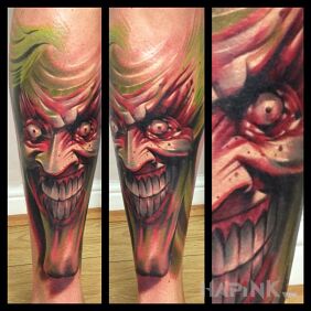 Tattoo Joker on the forearm motif: characters