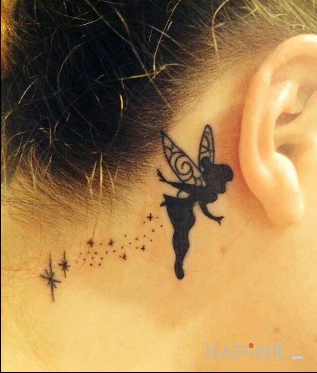 Tattoo Dzwoneczek in characters motif on the neck