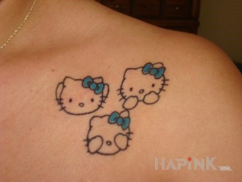 Tattoo Hello Kitty in characters motif on the chest