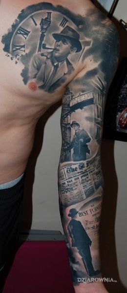 Tatuaż most w londynie w motywie 3D i stylu realistyczne na ramieniu